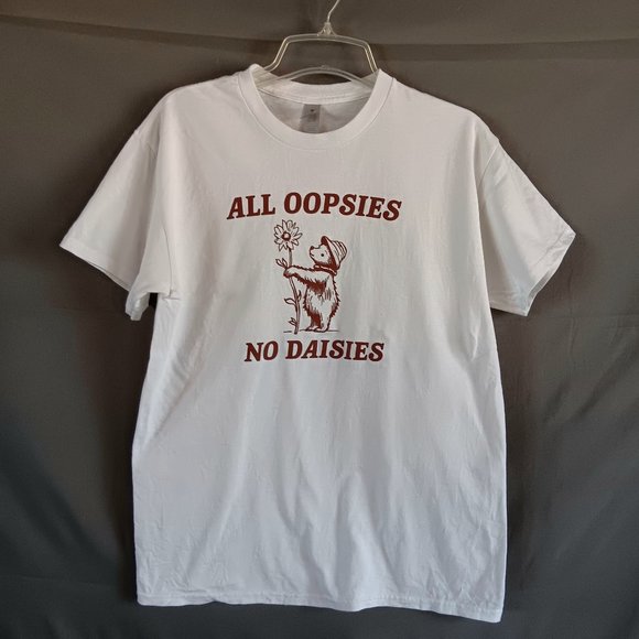 Tops - Women's Tee White Custom One of A Kind Medium NEW,  Super Cute! Oopsie Daisy!